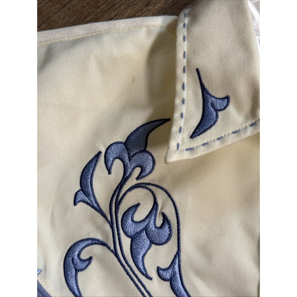 Vintage Roper Western Shirt Womens Medium White Flowers Rodeo Ranch Cowgirl 90s - Picture 6 of 9